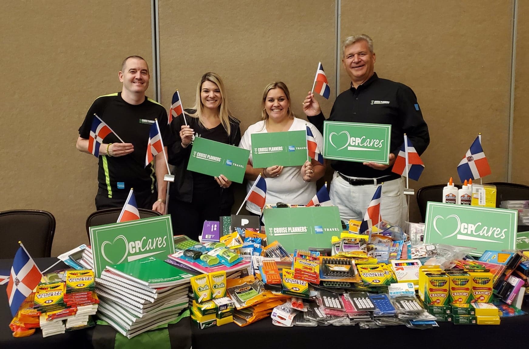 Supporting CP Cares, Cruise Planners Land Symposium attendees brought school supplies for local children in Dominican Republic